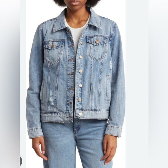 STS Blue Jackets & Blazers - StS Blue Ella Boyfriend Distressed Women’s Denim Jacket Long Sleeve Size Adult
